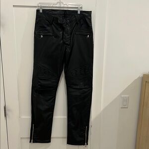 Balmain Paris Men's leather Black Pants in size 34 in excellent condition.